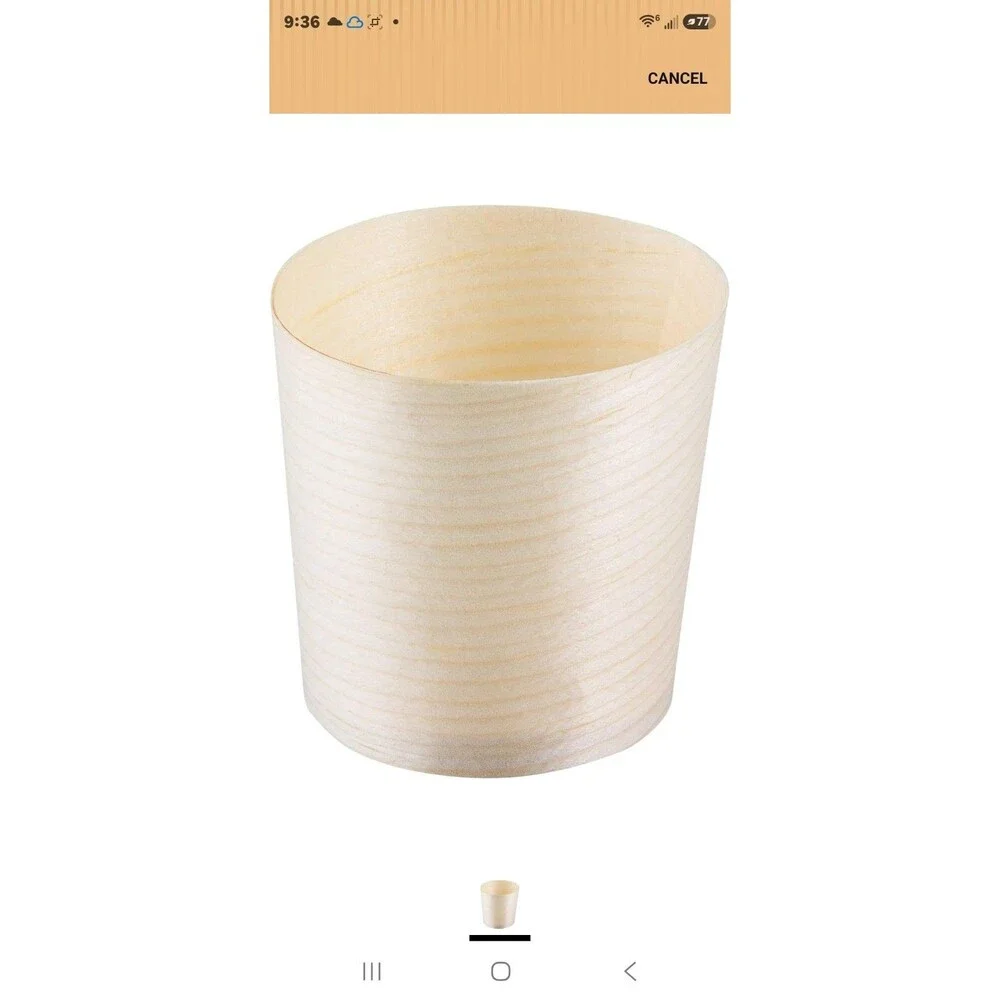 TableCraft Mini Serving Cups de Madera Desechables 2 oz (60 ml